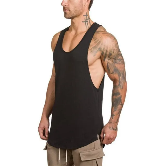 Mens Gym Stringer Bodybuilding Fitness Sleeveless Cotton Muscle Fit Vest