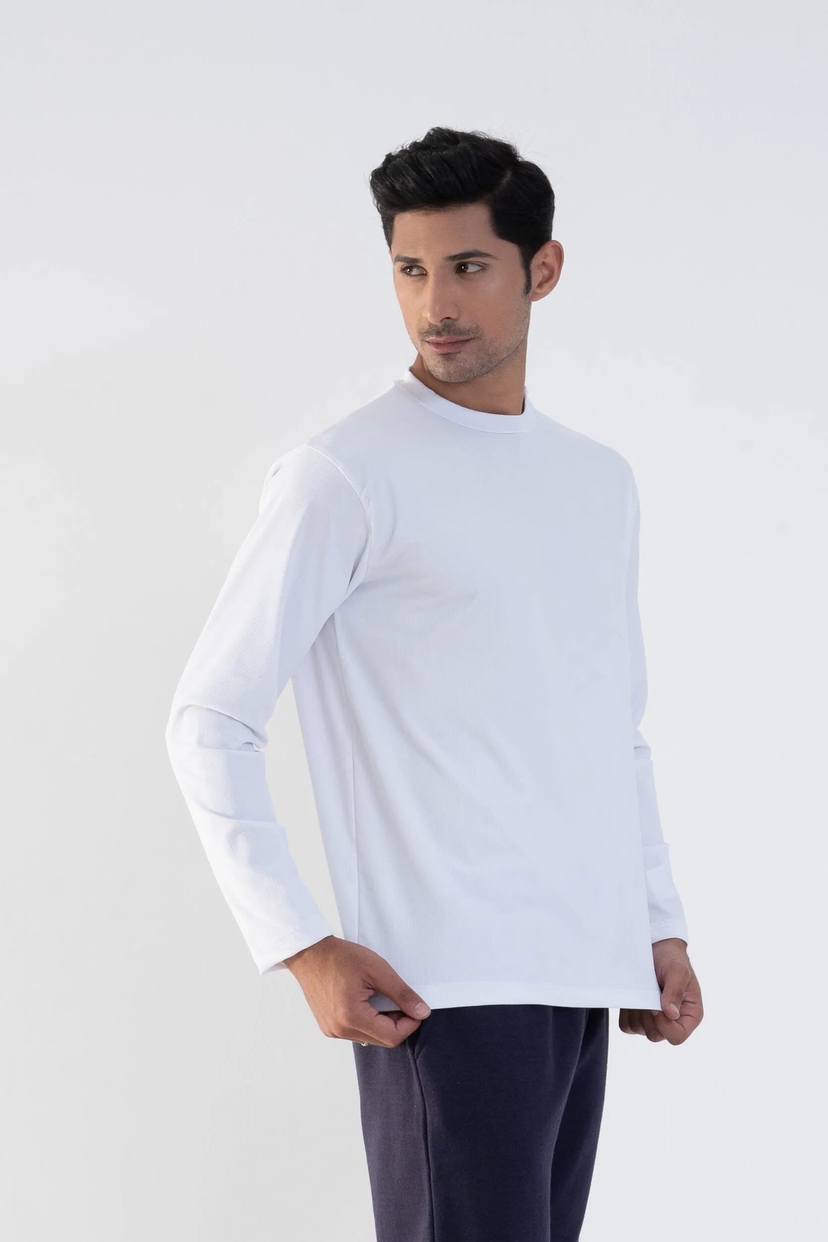 Men's Lining Crew Neck Long Sleeve Tee Shirt