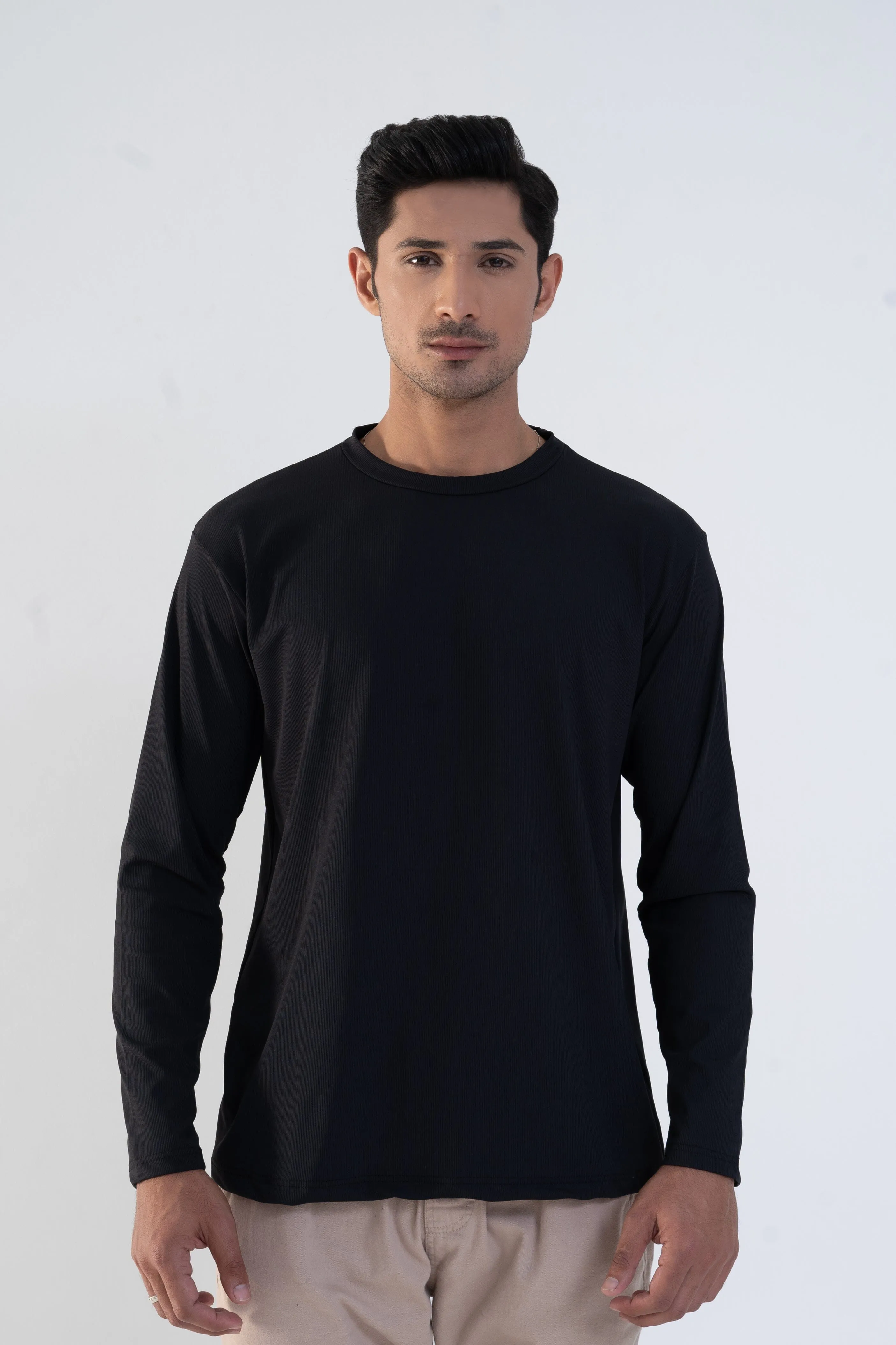 Men's Lining Crew Neck Long Sleeve Tee Shirt