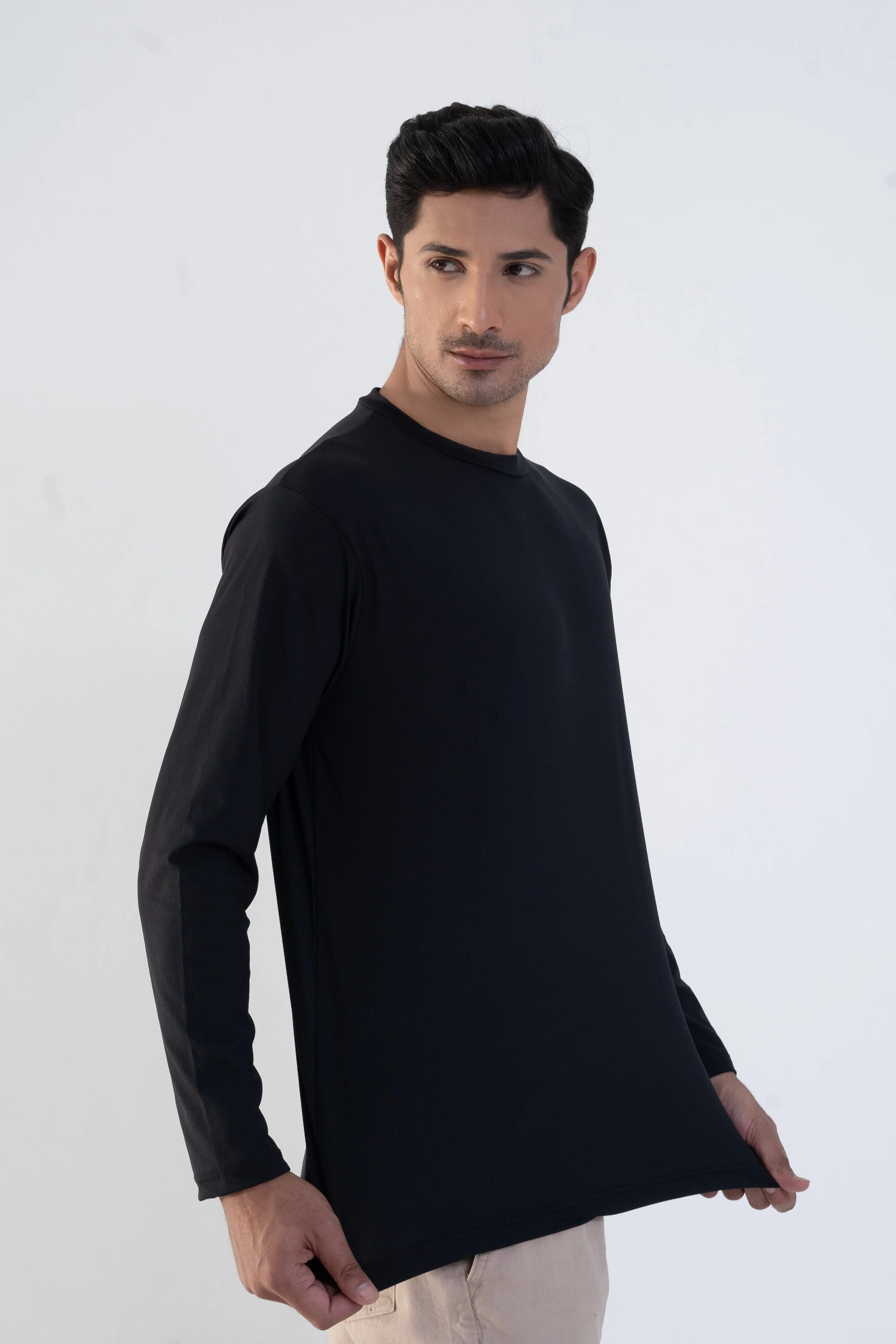 Men's Lining Crew Neck Long Sleeve Tee Shirt