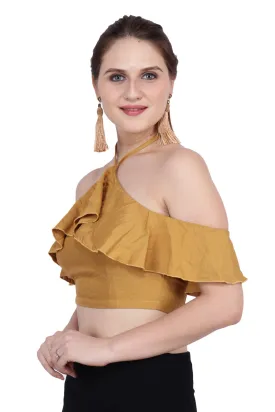 Mustard Solid Flounce Crop Top