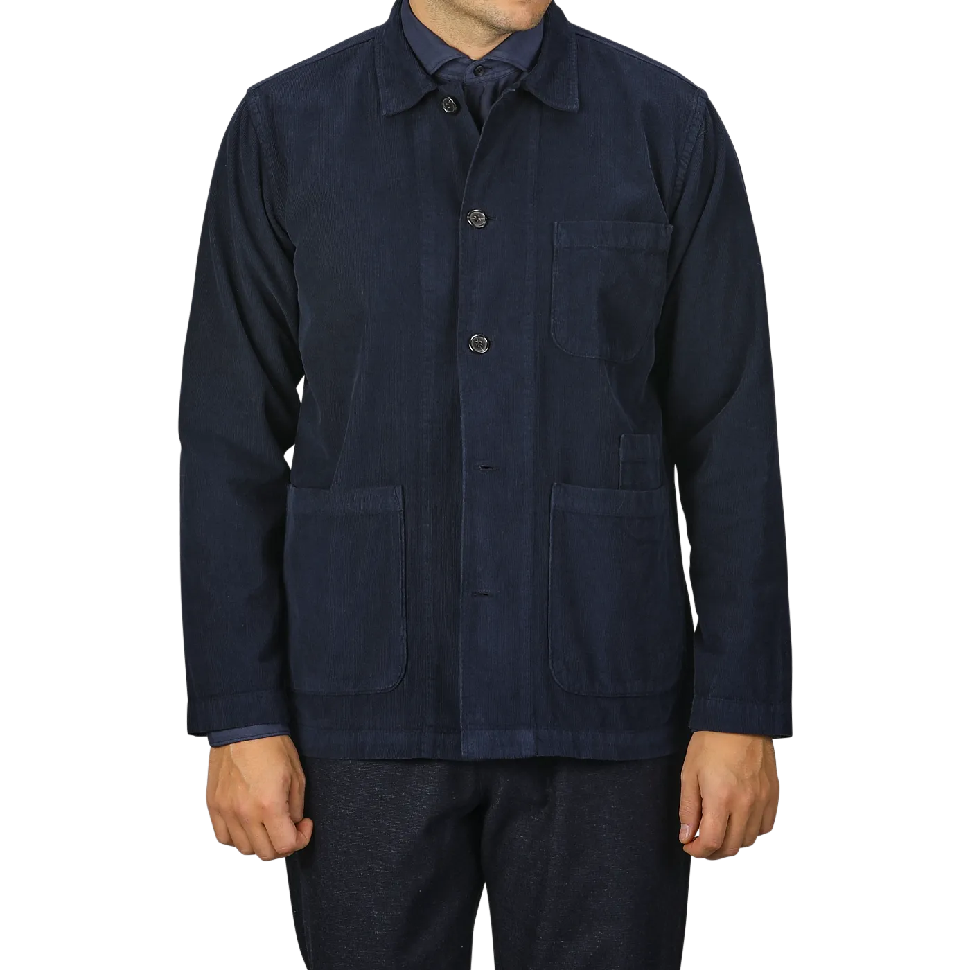 Navy Fine Corduroy Bakers Overshirt