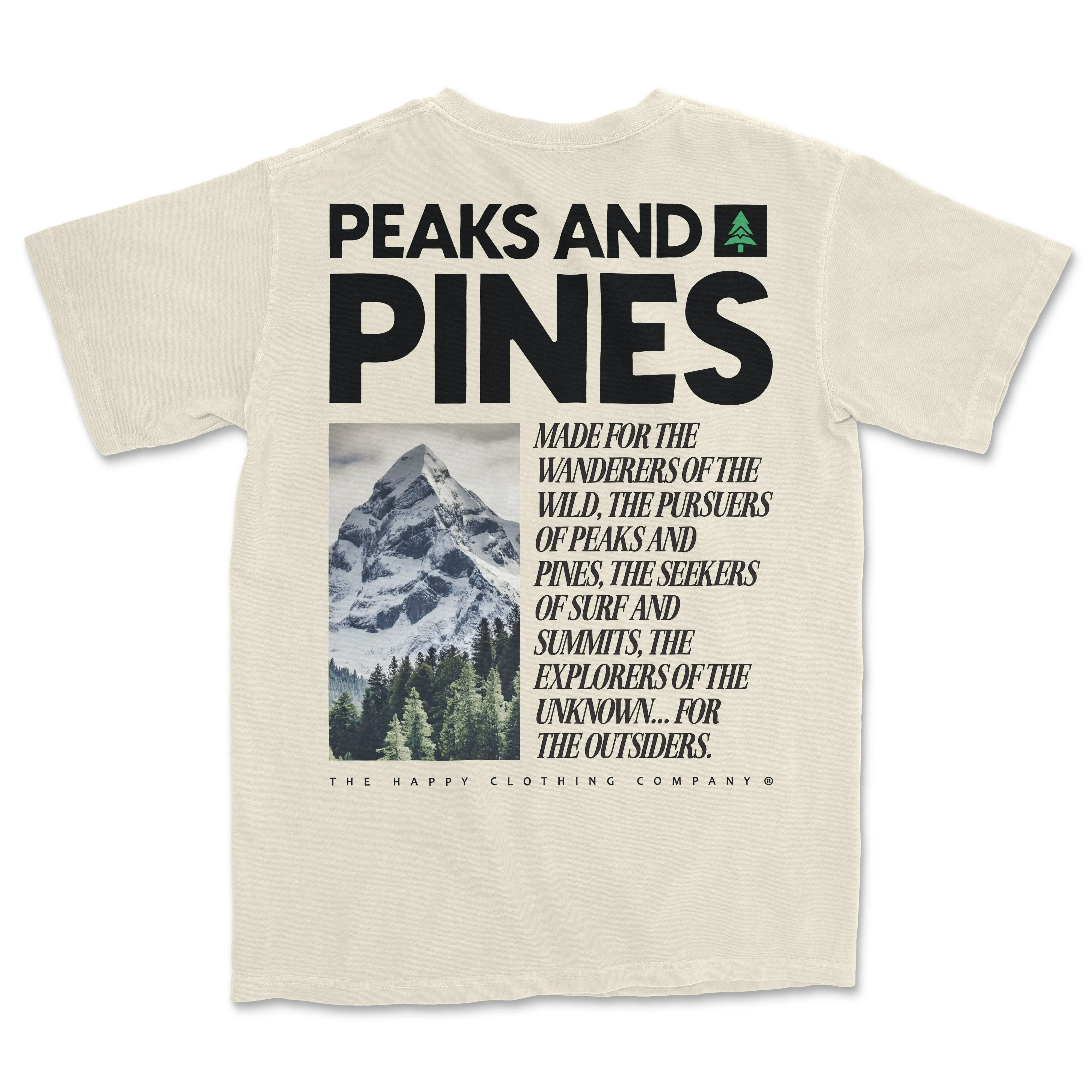 Peaks and Pines Back Print 'Vintage Tee' | Oversized Heavyweight |