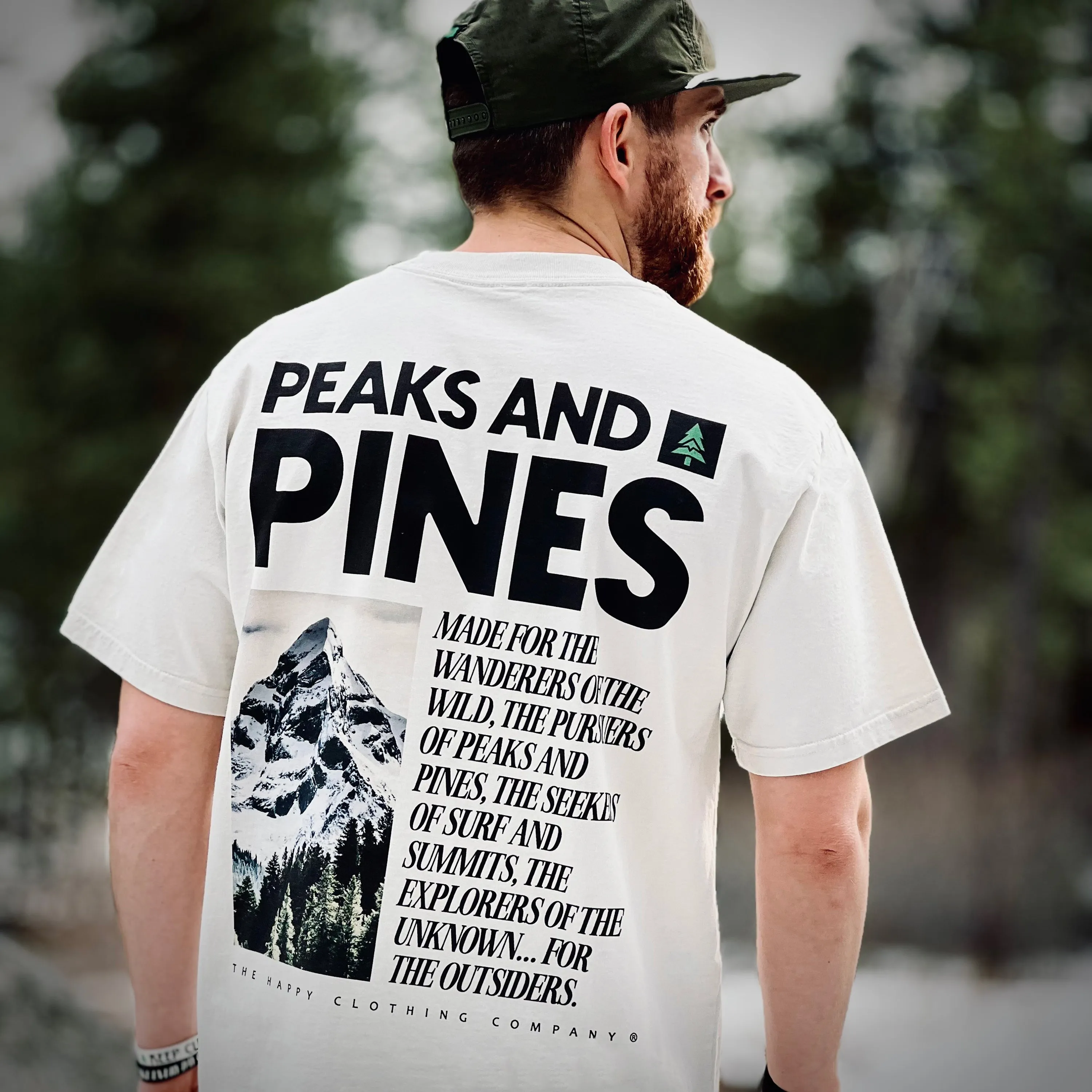 Peaks and Pines Back Print 'Vintage Tee' | Oversized Heavyweight |