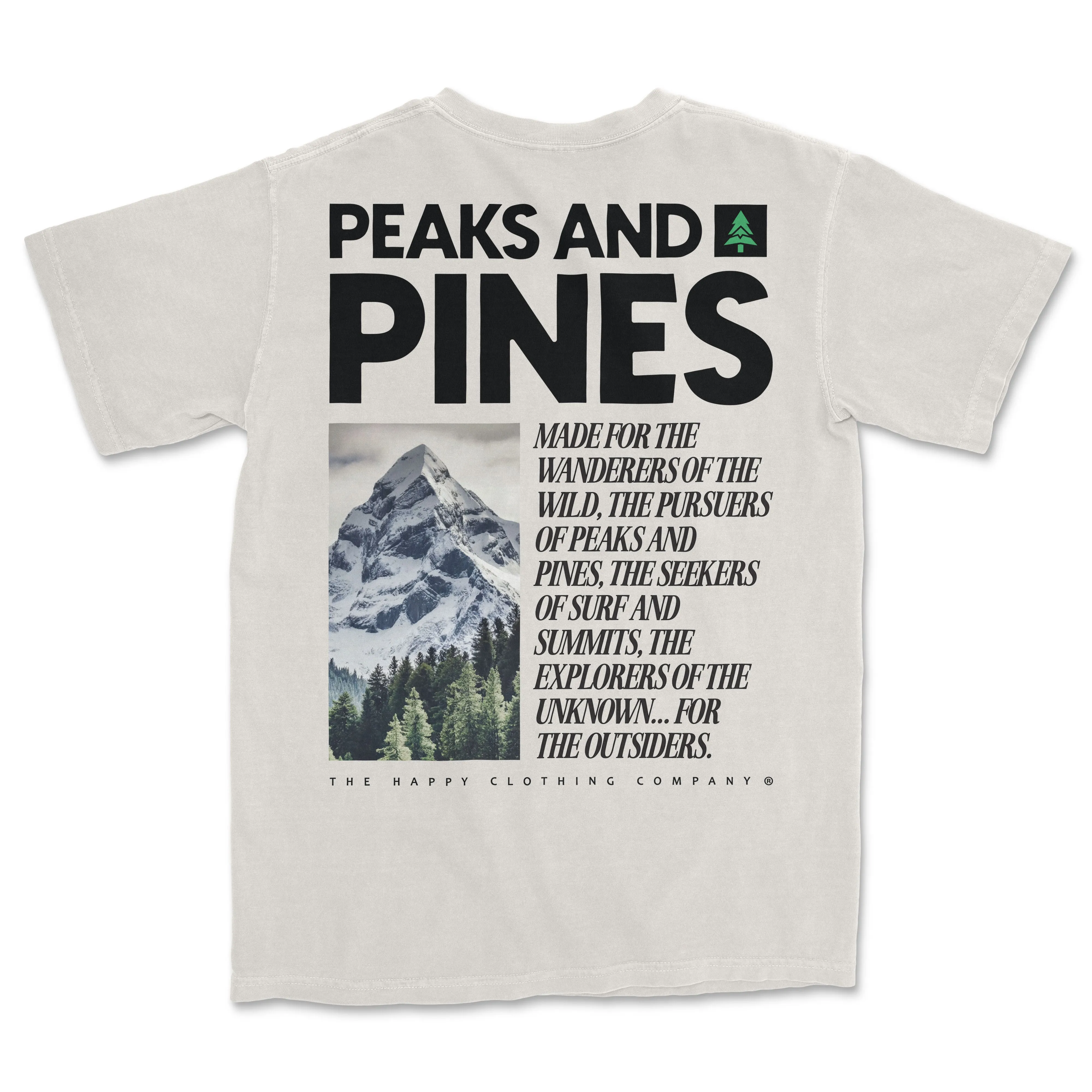 Peaks and Pines Back Print 'Vintage Tee' | Oversized Heavyweight |