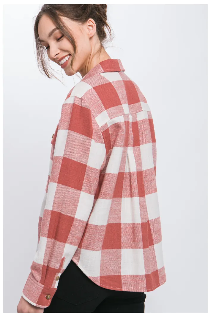 Plaid Collared Shirt With Front Pockets