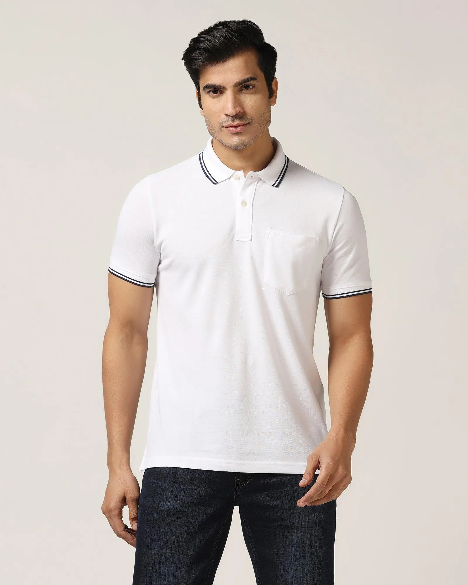 Polo White Solid T-Shirt - Fifa