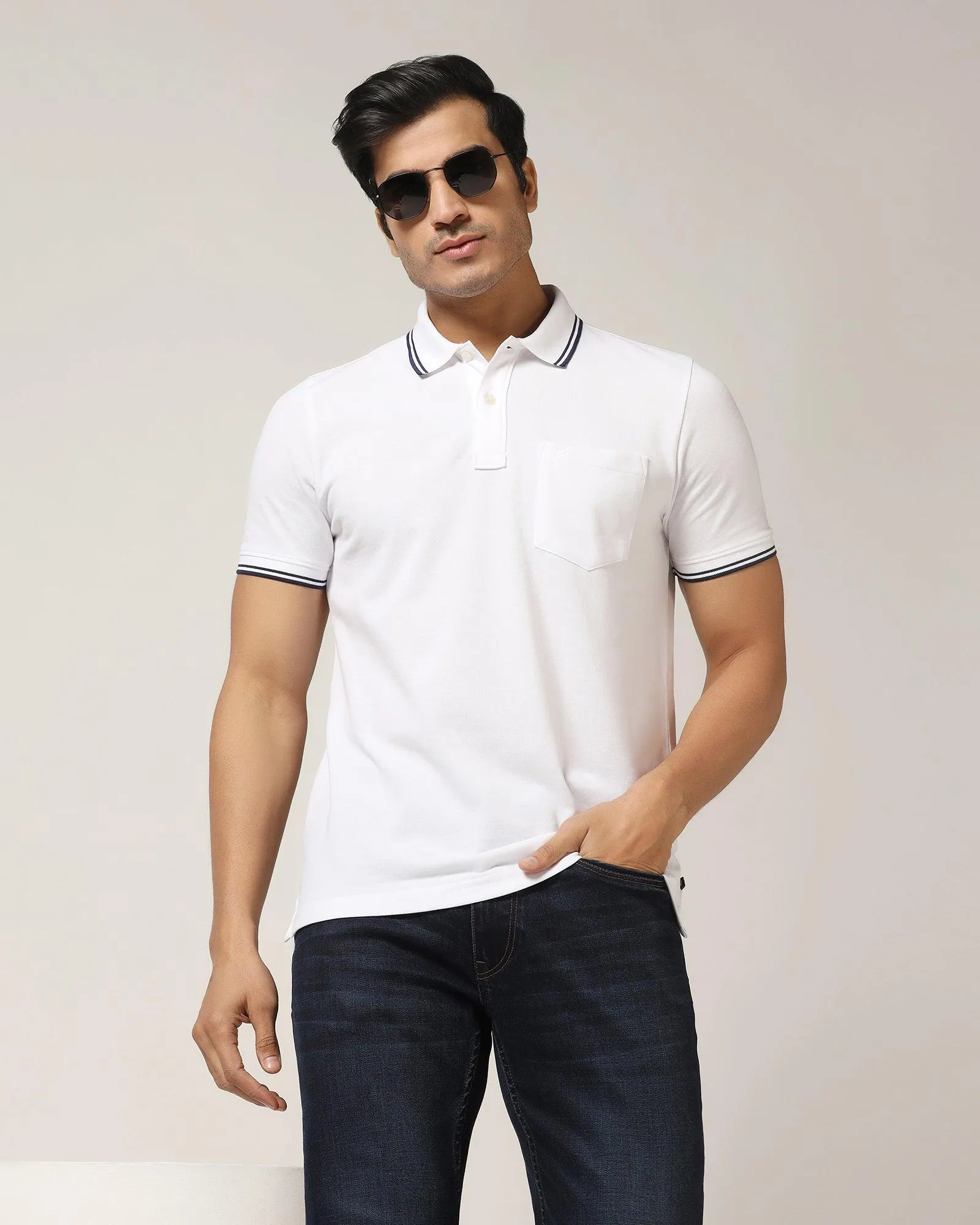 Polo White Solid T-Shirt - Fifa