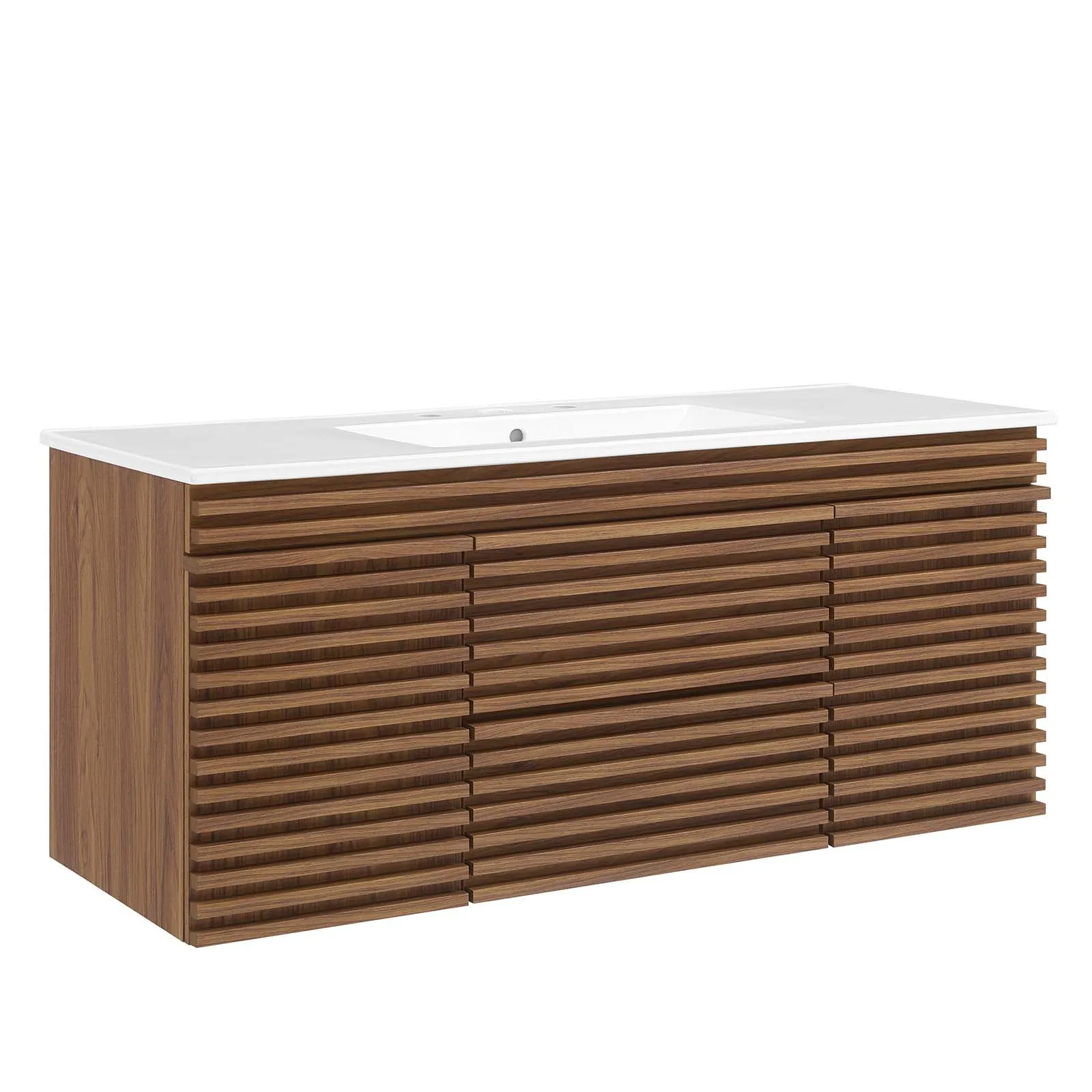 Render 48" Wall-Mount Bathroom Vanity Walnut White EEI-5801-WAL-WHI