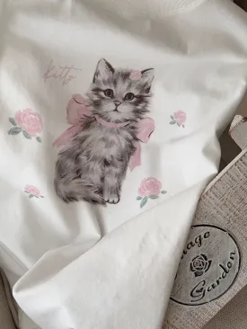 Rose Kitty Cotton T-shirt Top