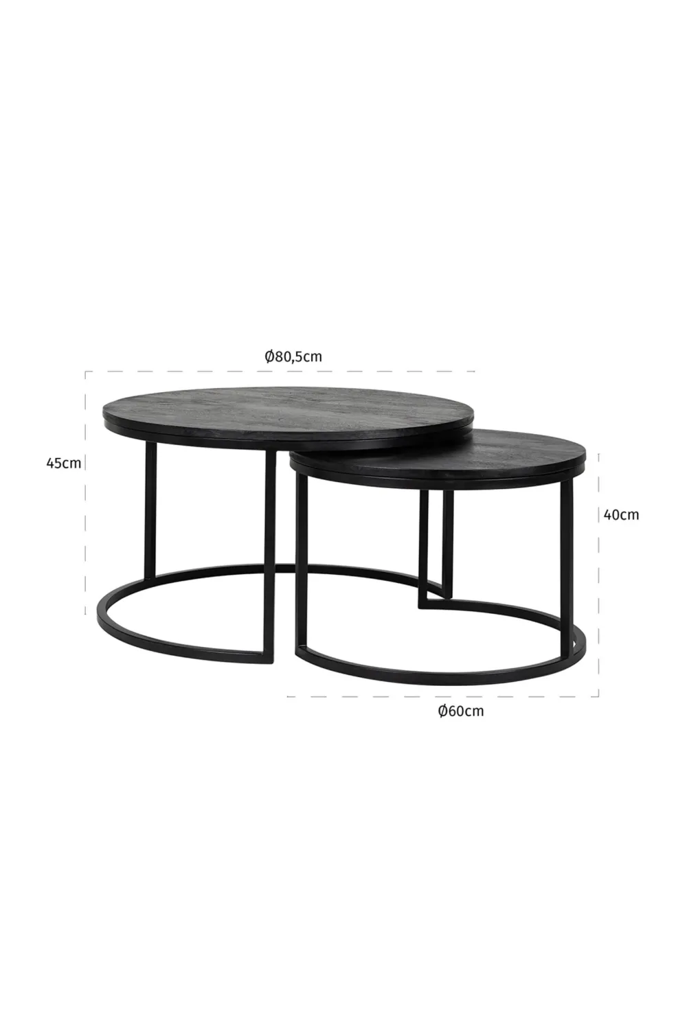 Round Black Nested Coffee Tables (2) | OROA Catana