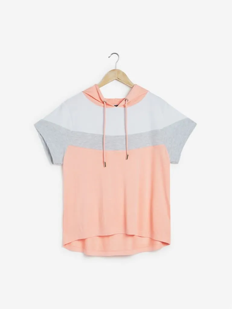 Sassy Soda Curves Peach High-Low Hooded T-Shirt