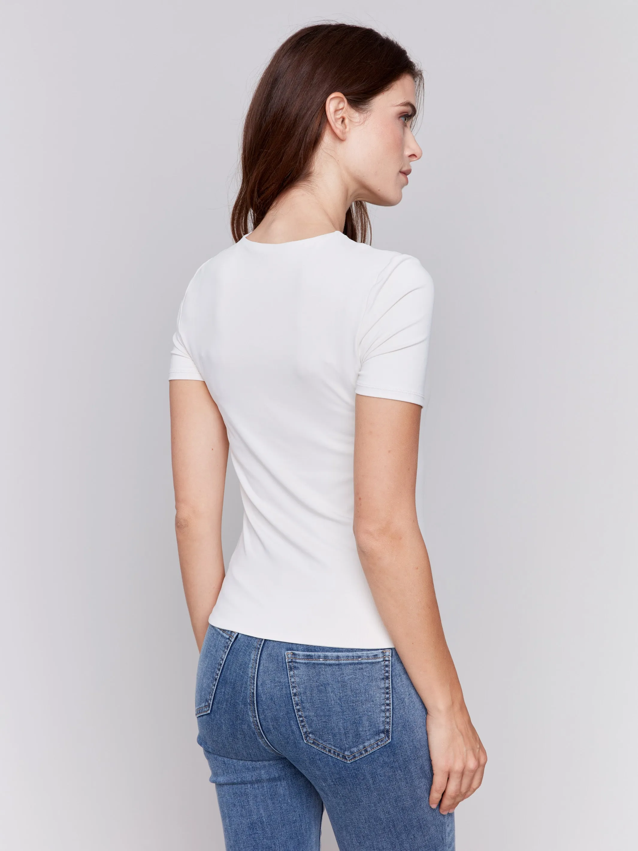 Short-Sleeved Super Stretch Top - Natural