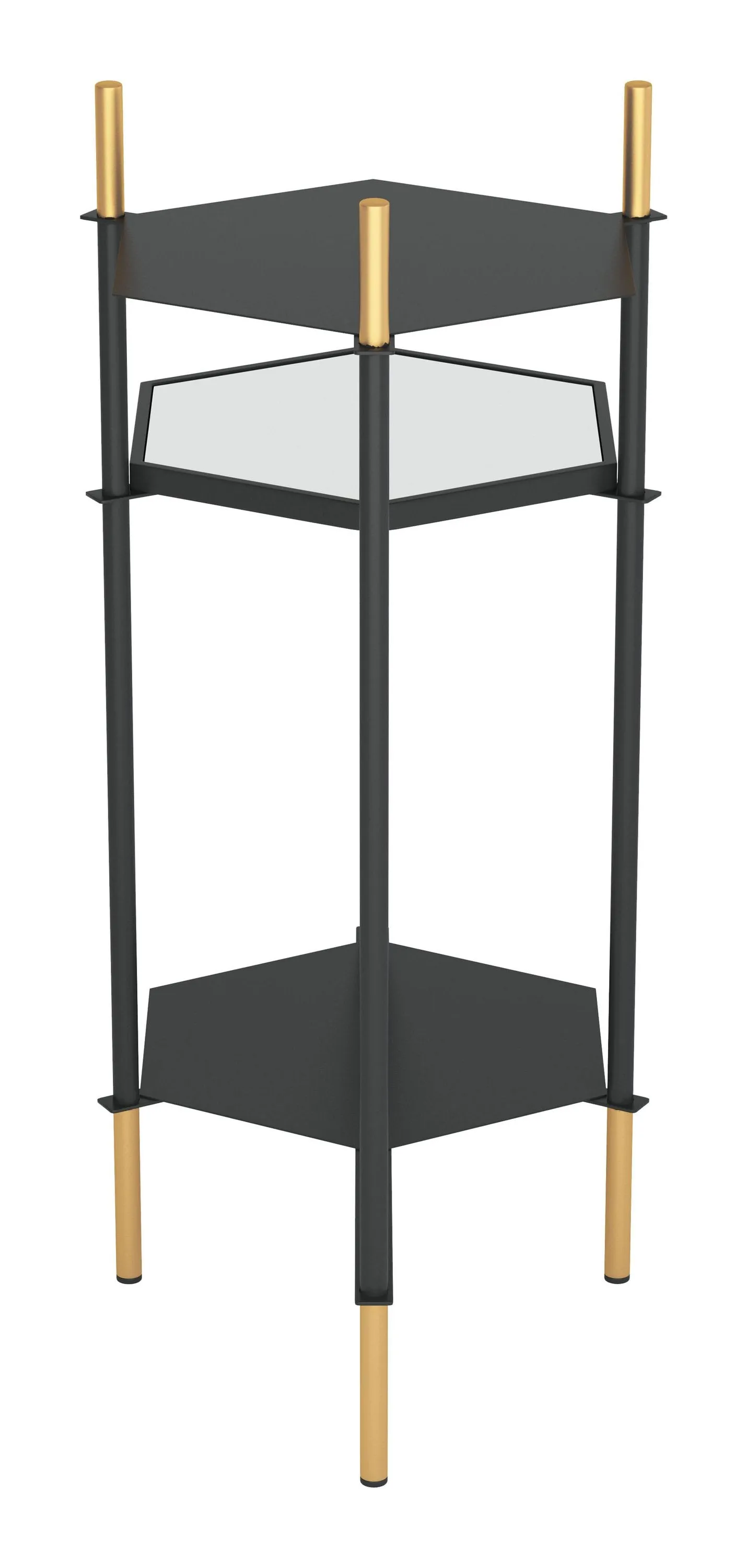 Sleek Modern 3 Level Black and Gold Accent Side Table