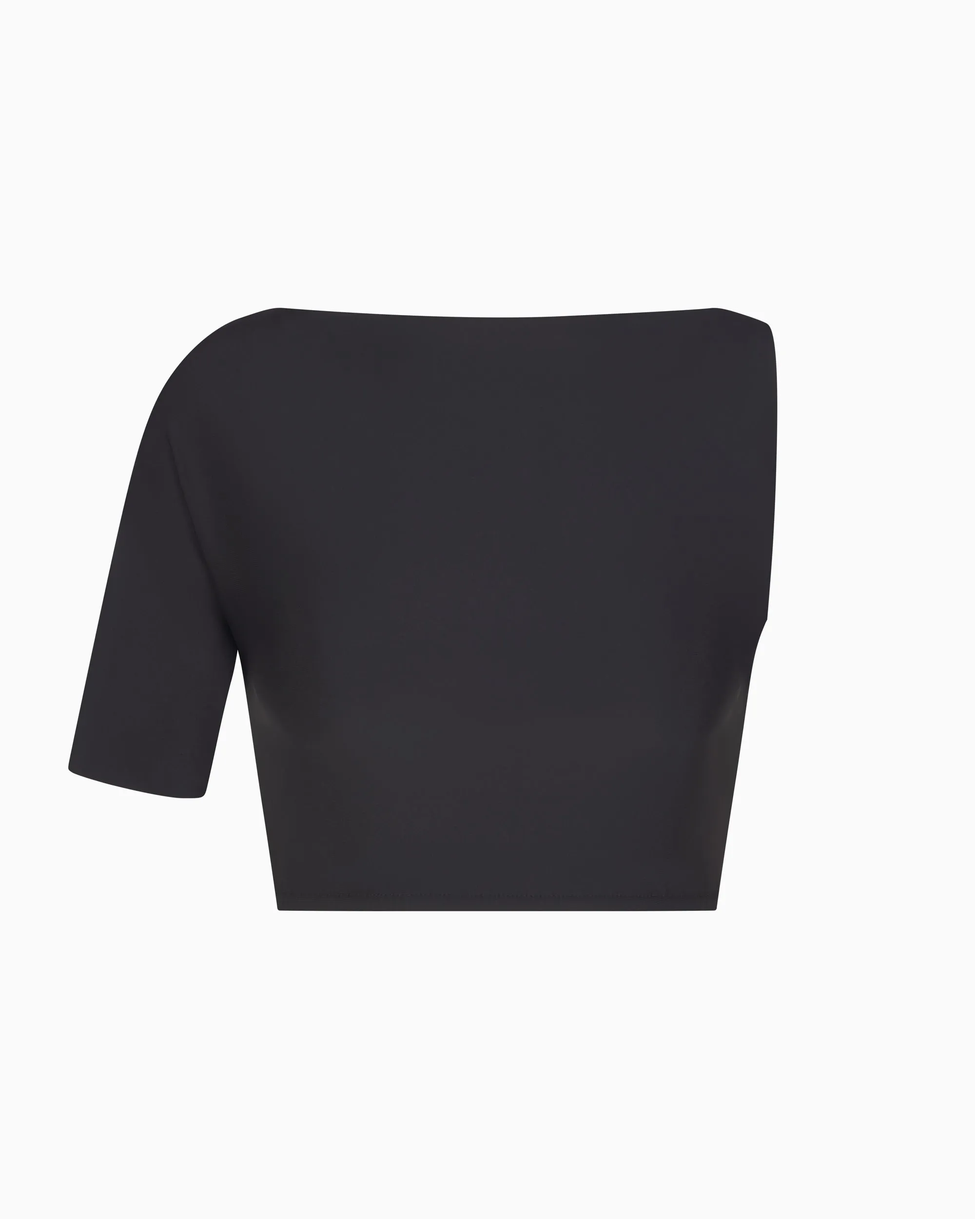 Sleek Stretch Micro One Shoulder Top | Black