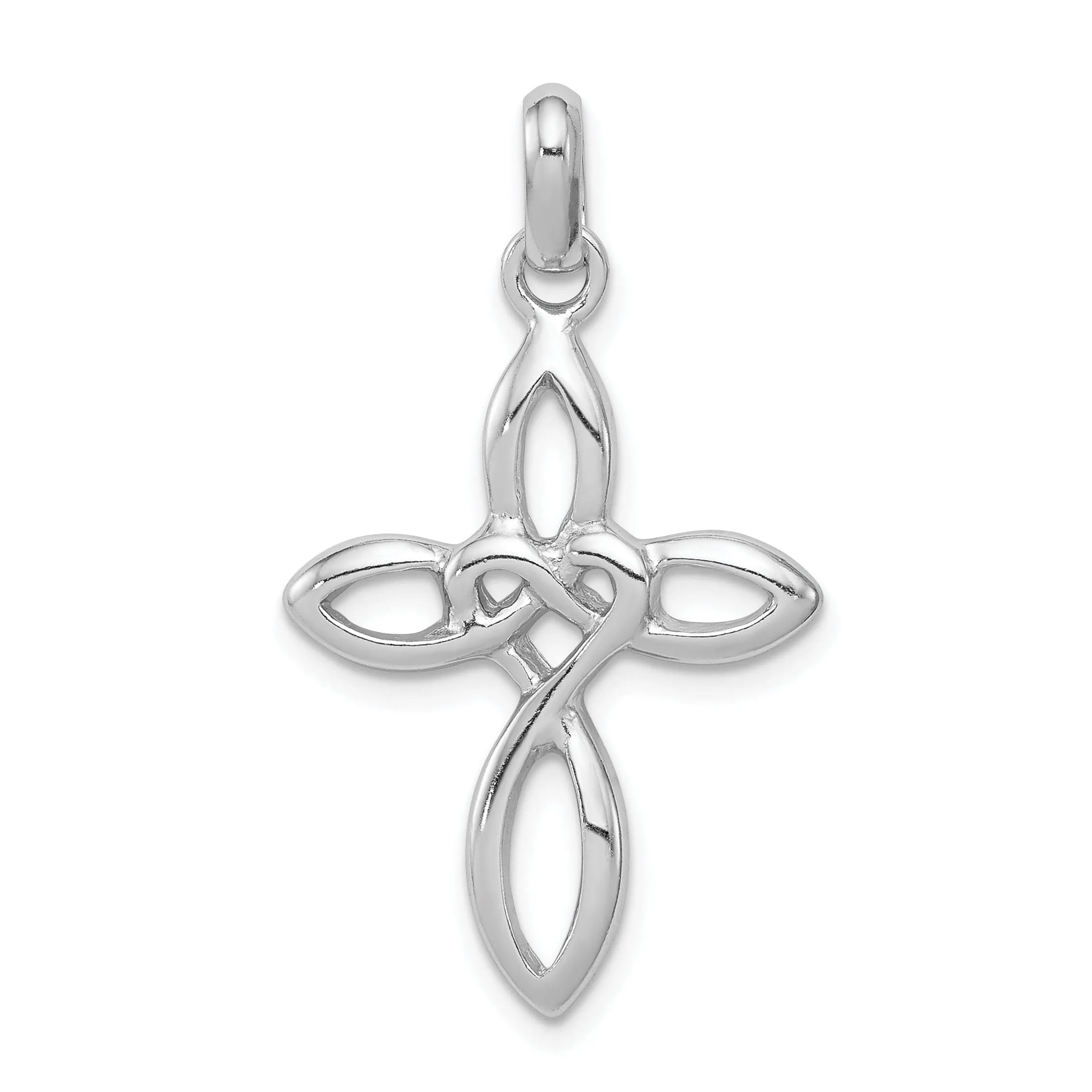 Solid Sterling Silver Rhodium Cross Pendant