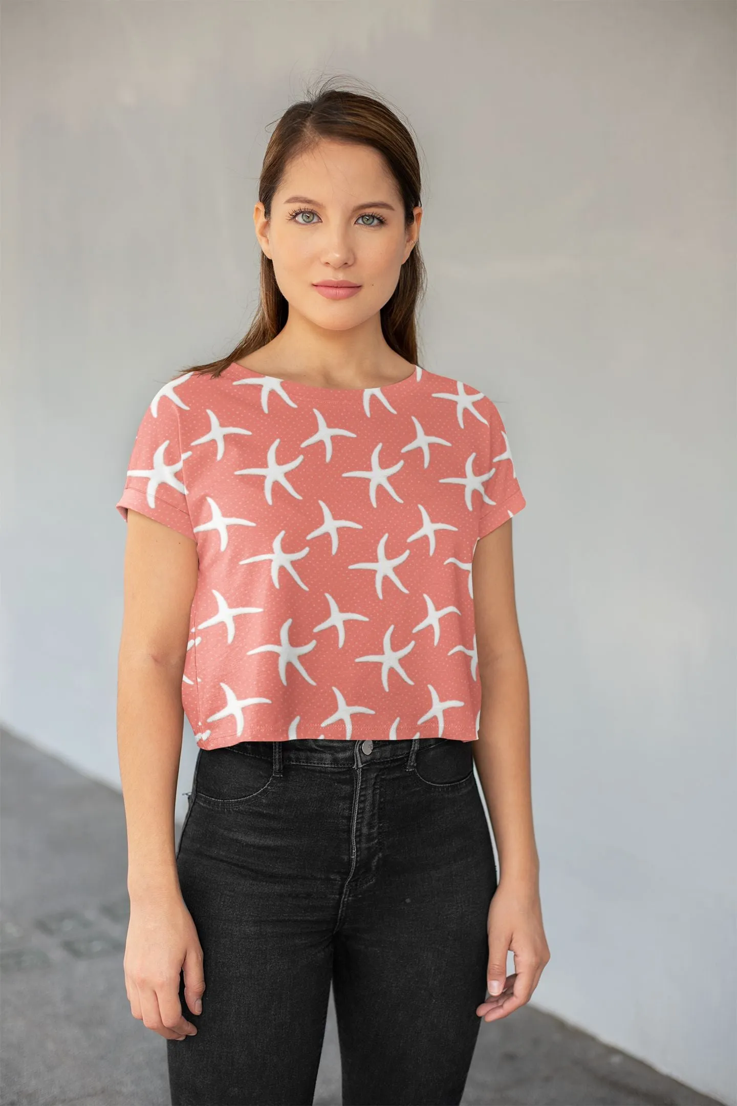 Stay Cool and Stylish: Summer Salmon Crop Tees for Women - Trendy, Casual, and Comfortable!