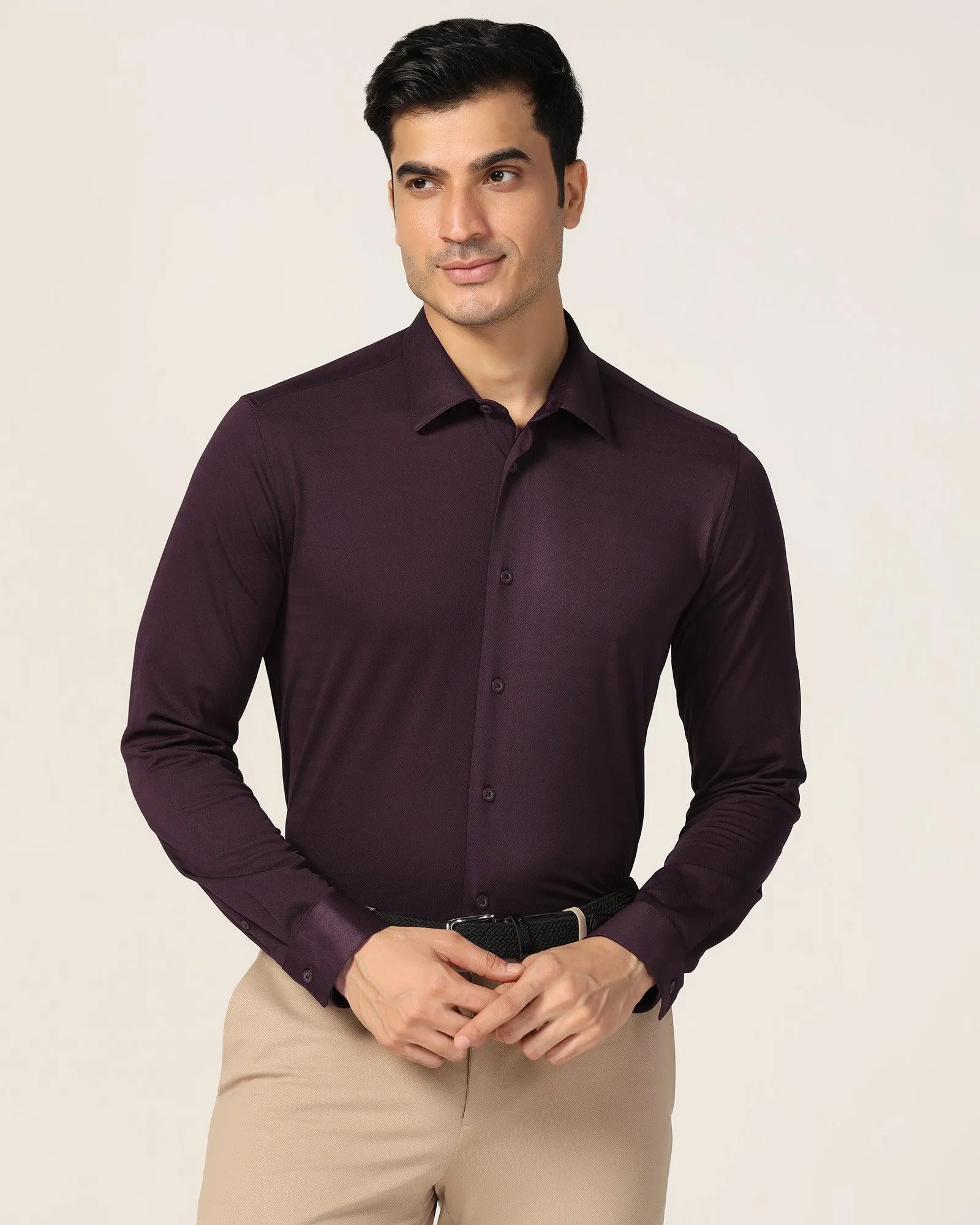 TechPro Formal Wine Stripe Shirt - Keish