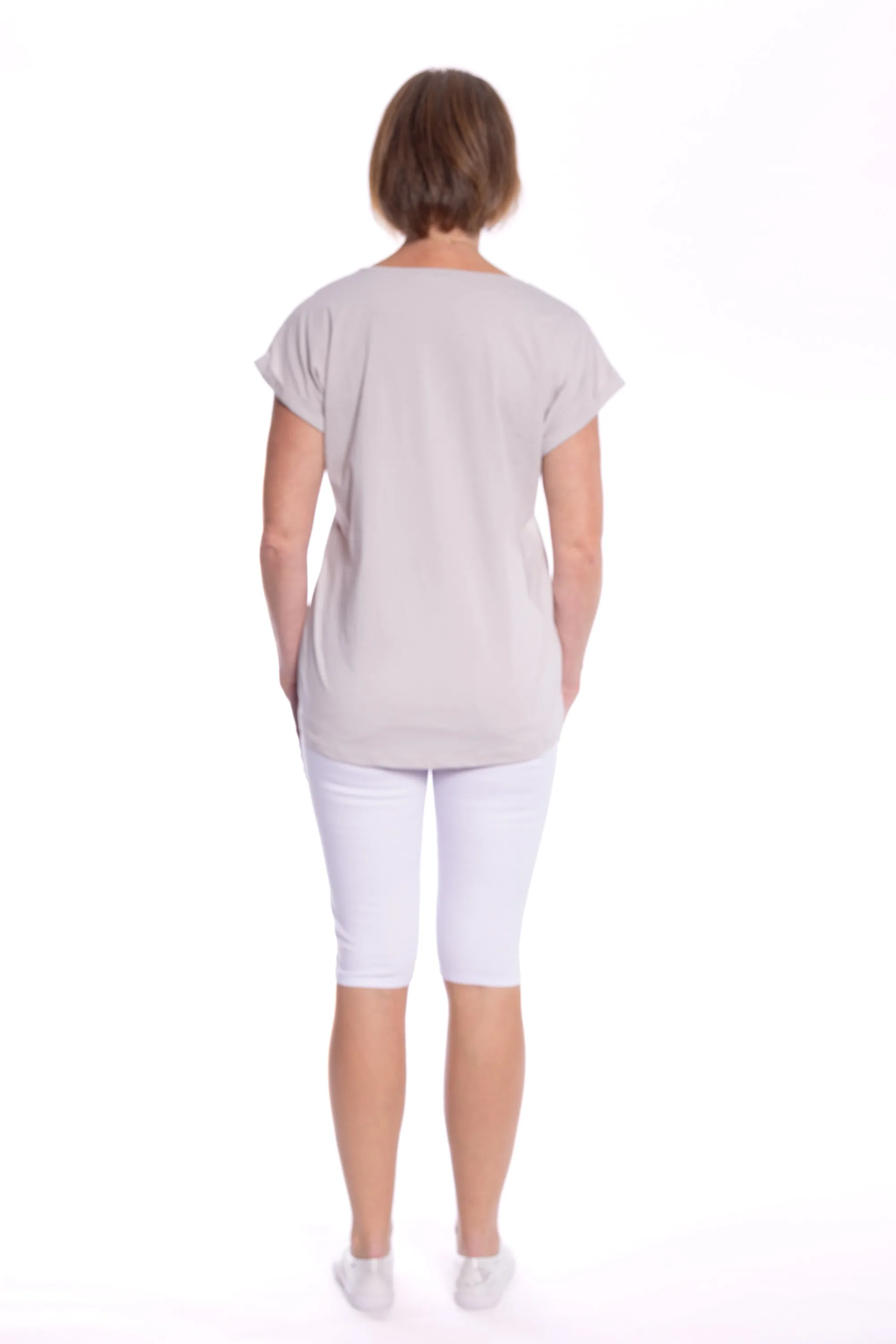 V-Neck Tee by Cafe Latte - Putty