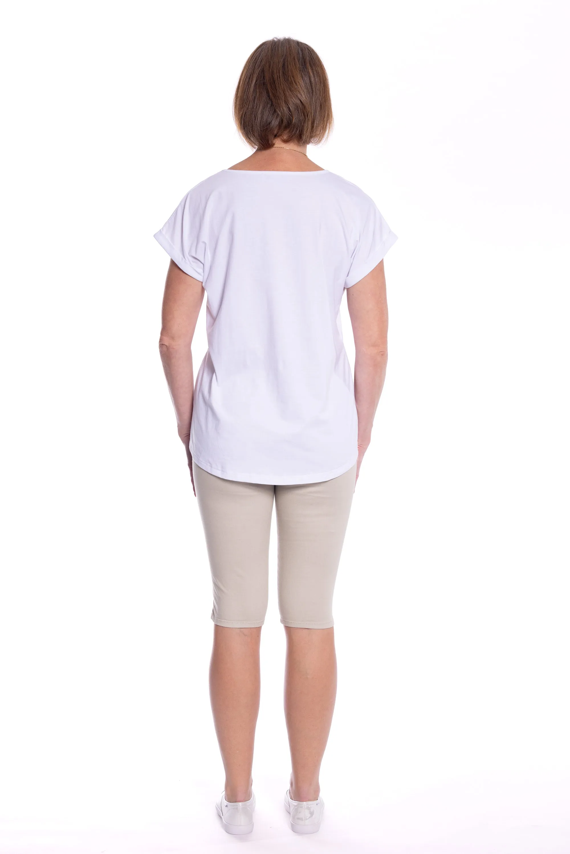 V-Neck Tee by Cafe Latte - White