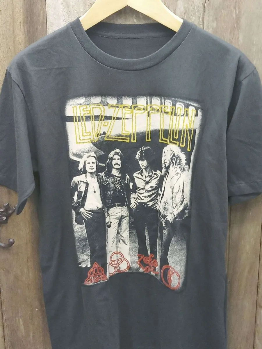 Vintage Led Zeppelin Band Tribute T-Shirt with Zoso Logos