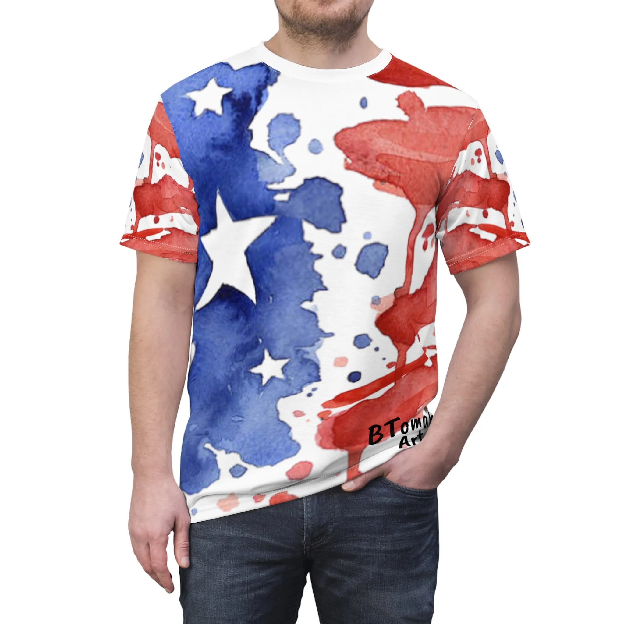 Water Color American Flag AOP Tshirt