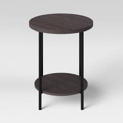 Wood and Metal Round End Table Espresso - Room Essentials