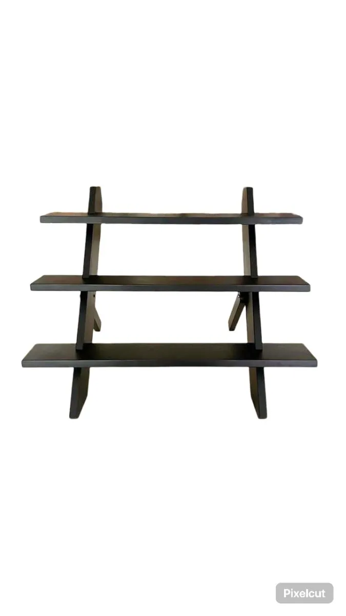 Wooden 3 Layer Foldable Multipurpose Display Rack- Black