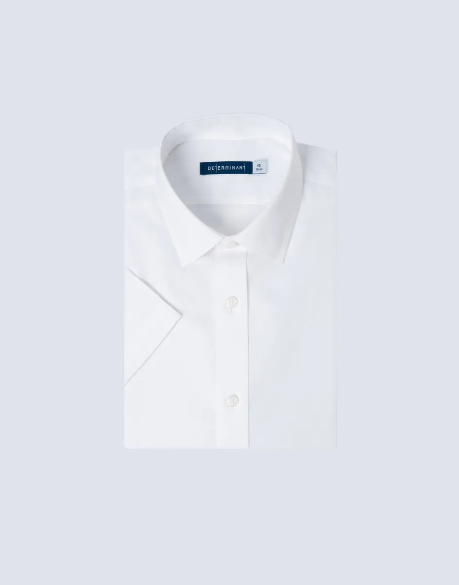 Wrinkle-Free Pinpoint Oxford Short Sleeve Dress Shirt | White WH001Z