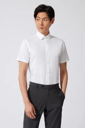 Wrinkle-Free Pinpoint Oxford Short Sleeve Dress Shirt | White WH001Z