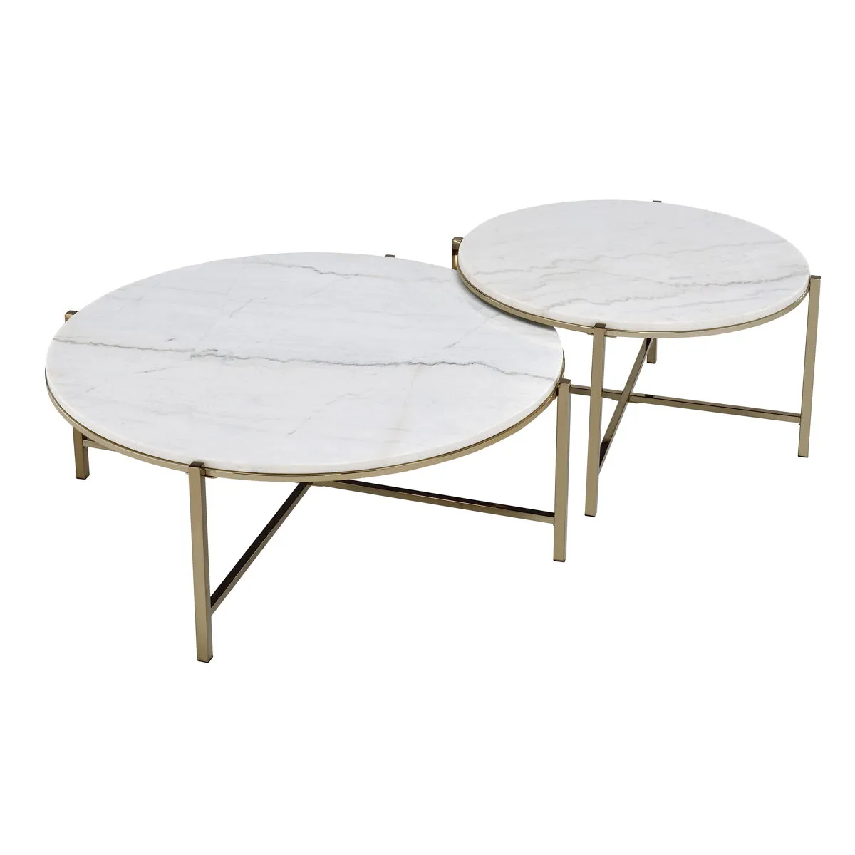 Zaidee - Marble Top Nickel Nesting Table Set - White